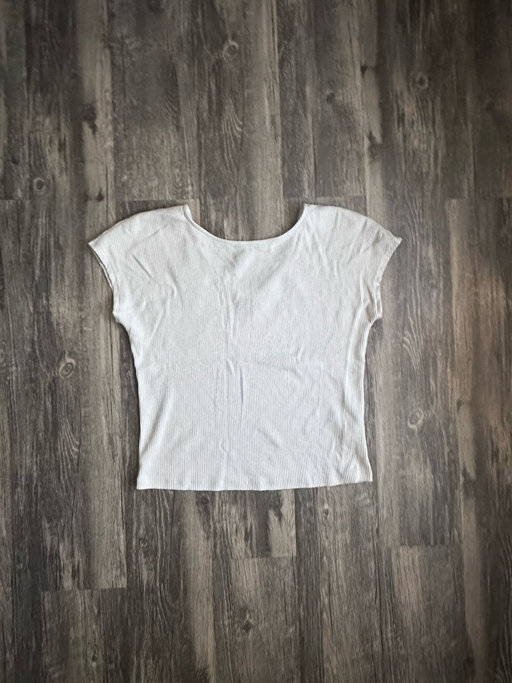 J. Crew Scoop Neck Cap Sleeve Top Size Large Cream Short Sleeve Ribbed J Crew